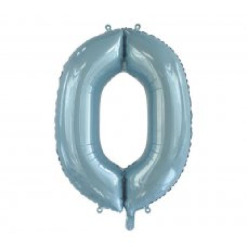 Light Blue Number 0 Foil Balloon - 86cm