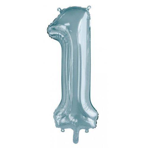 Light Blue Decrotex Number 1 Foil Balloon - 86cm - The Base Warehouse