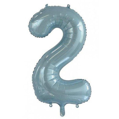 Light Blue Decrotex Number 2 Foil Balloon - 86cm - The Base Warehouse