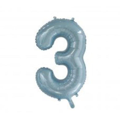 Light Blue Number 3 Foil Balloon - 86cm - The Base Warehouse