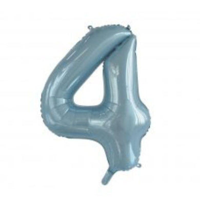 Light Blue Number 4 Foil Balloon - 86cm - The Base Warehouse