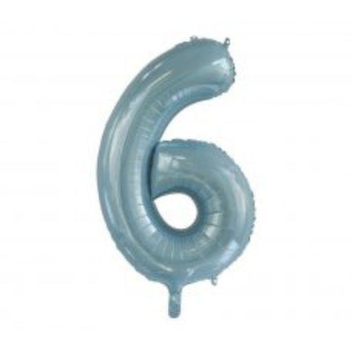Light Blue Number 6 Foil Balloon - 86cm - The Base Warehouse
