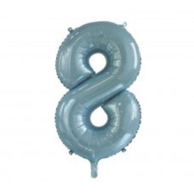 Light Blue Number 8 Foil Balloon - 86cm - The Base Warehouse