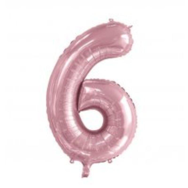 Light Pink Number 6 Foil Balloon - 86cm - The Base Warehouse