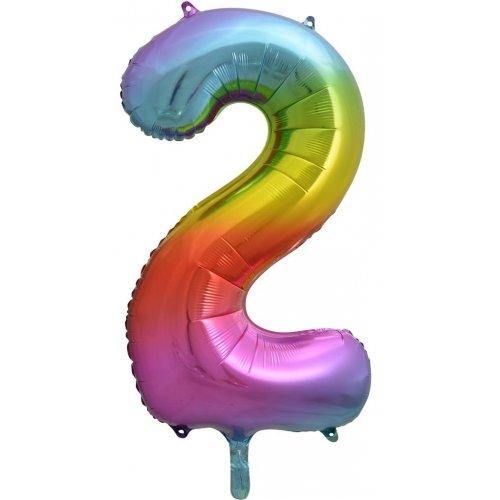 Rainbow Splash Decrotex Number 2 Foil Balloon - 86cm - The Base Warehouse