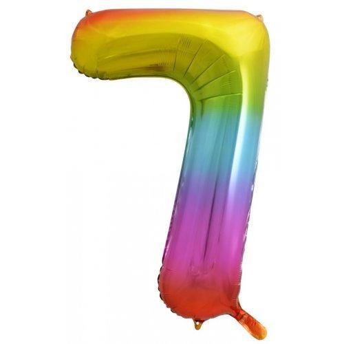 Rainbow Splash Decrotex Number 7 Foil Balloon - 86cm - The Base Warehouse