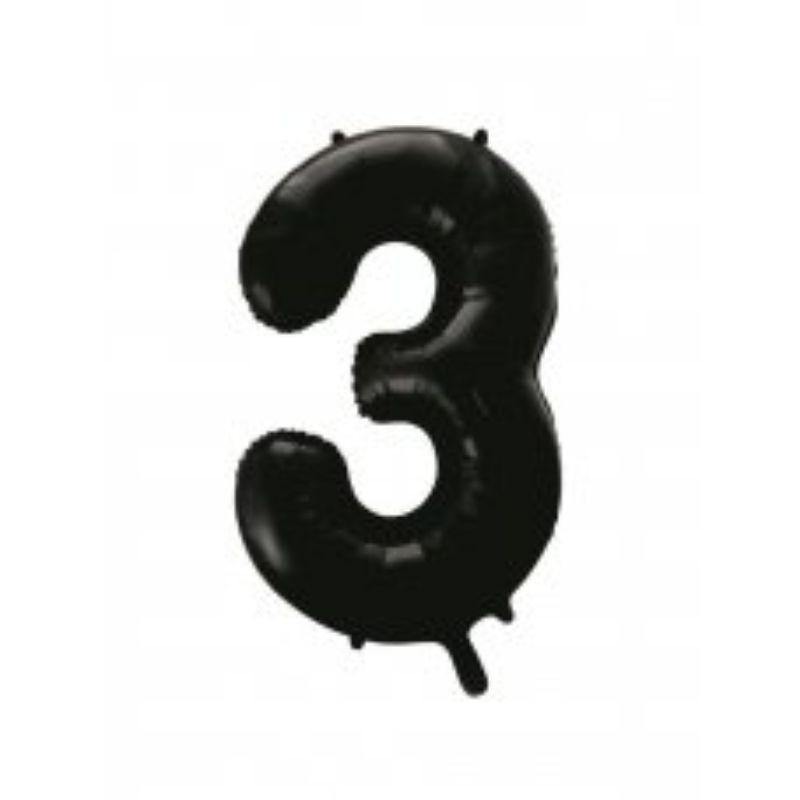 Black Number 3 Foil Balloon - 86cm - The Base Warehouse