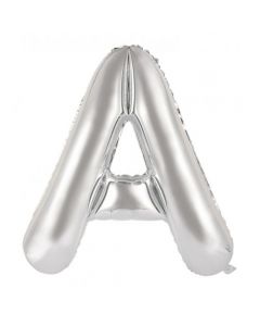 Silver Decrotex Letter A Foil Balloon - 86cm - The Base Warehouse