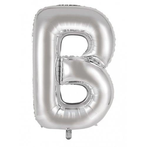 Silver Decrotex Letter B Foil Balloon - 86cm - The Base Warehouse