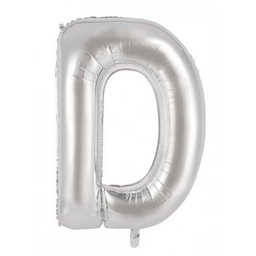 Silver Decrotex Letter D Foil Balloon - 86cm - The Base Warehouse