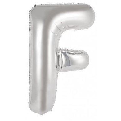 Silver Decrotex Letter F Foil Balloon - 86cm - The Base Warehouse