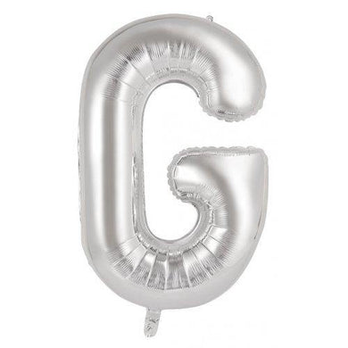 Silver Decrotex Letter G Foil Balloon - 86cm - The Base Warehouse
