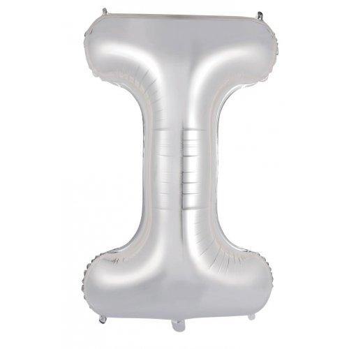 Silver Decrotex Letter I Foil Balloon - 86cm - The Base Warehouse
