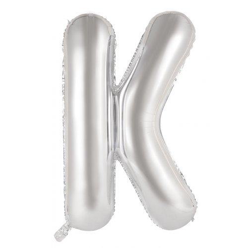 Silver Decrotex Letter K Foil Balloon - 86cm - The Base Warehouse
