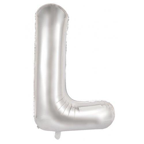 Silver Decrotex Letter L Foil Balloon - 86cm - The Base Warehouse