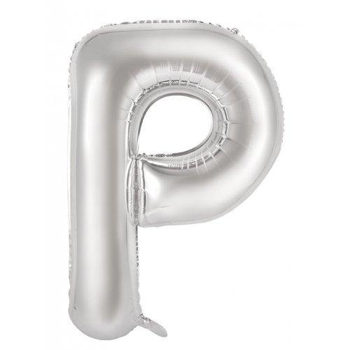 Silver Decrotex Letter P Foil Balloon - 86cm - The Base Warehouse