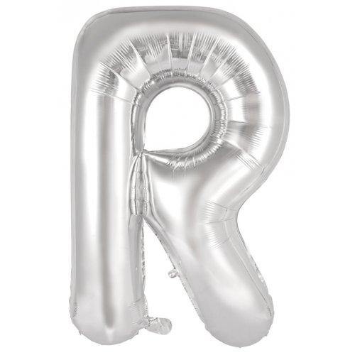 Silver Decrotex Letter R Foil Balloon - 86cm - The Base Warehouse