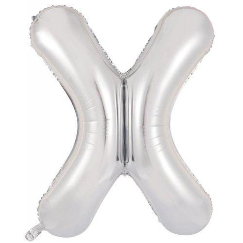 Silver Decrotex Letter X Foil Balloon - 86cm - The Base Warehouse