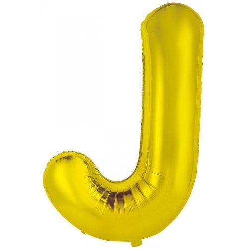 Gold Decrotex Letter J Foil Balloon - 86cm - The Base Warehouse