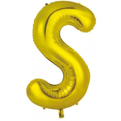 Gold Decrotex Letter S Foil Balloon - 86cm - The Base Warehouse