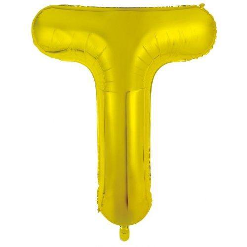 Gold Decrotex Letter T Foil Balloon - 86cm - The Base Warehouse