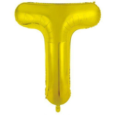 Gold Decrotex Letter T Foil Balloon - 86cm - The Base Warehouse