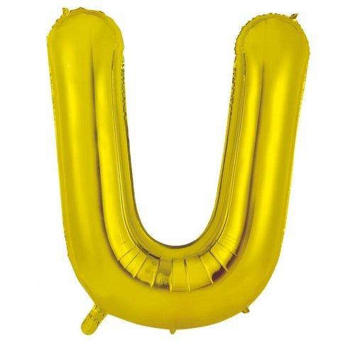 Gold Decrotex Letter U Foil Balloon - 86cm - The Base Warehouse