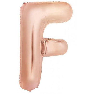 Rose Gold Decrotex Letter F Foil Balloon - 86cm - The Base Warehouse
