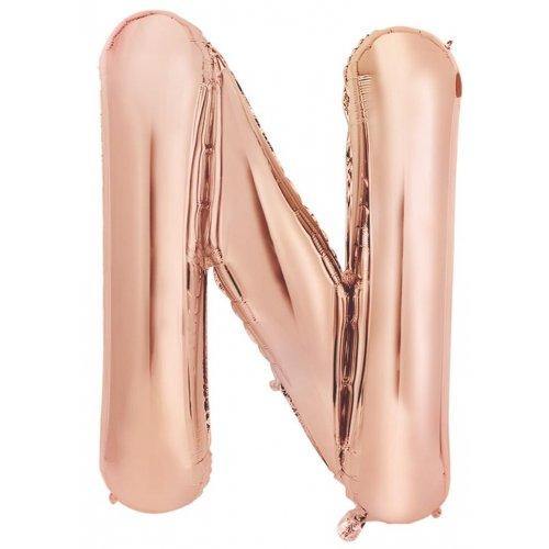 Rose Gold Decrotex Letter N Foil Balloon - 86cm - The Base Warehouse