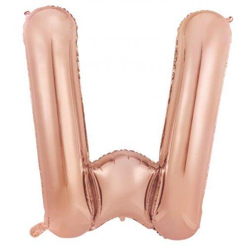 Rose Gold Decrotex Letter W Foil Balloon - 86cm - The Base Warehouse