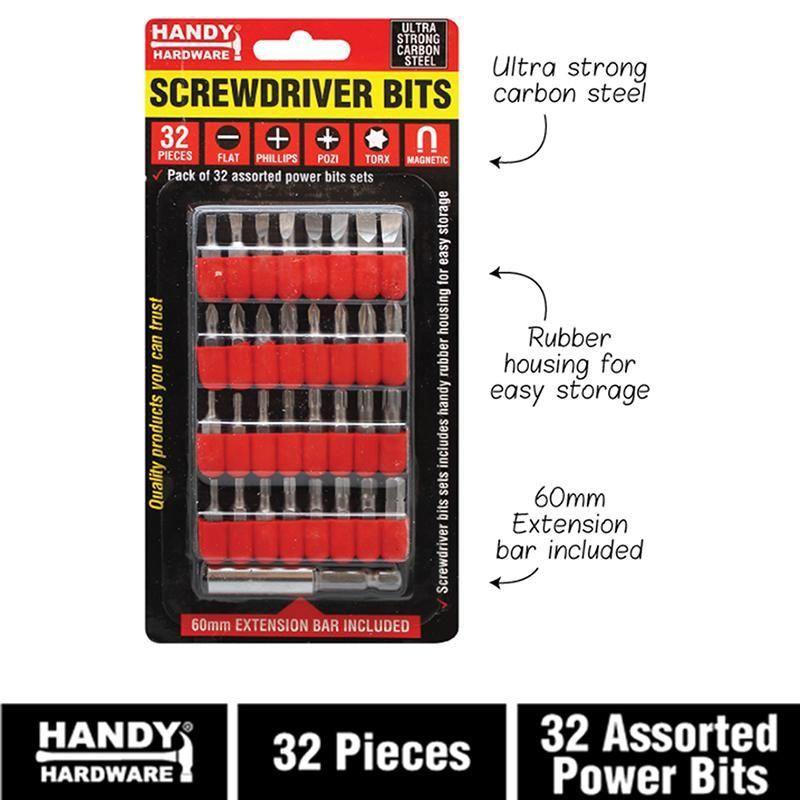 32 Pack Assorted Screwdriver Bits - The Base Warehouse