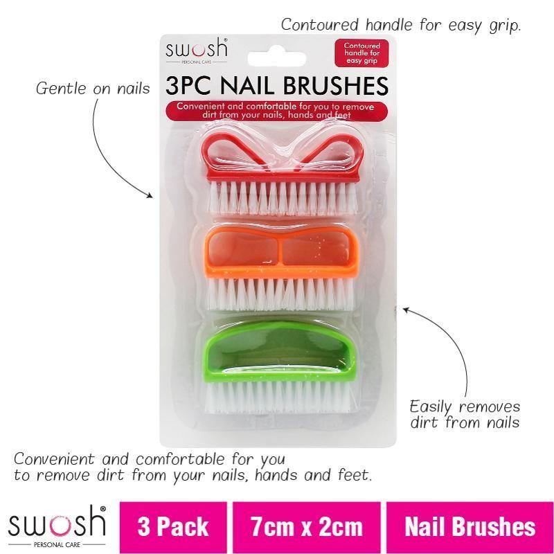 3 Pack Fluro Nail Brushes - 7cm x 2cm - The Base Warehouse
