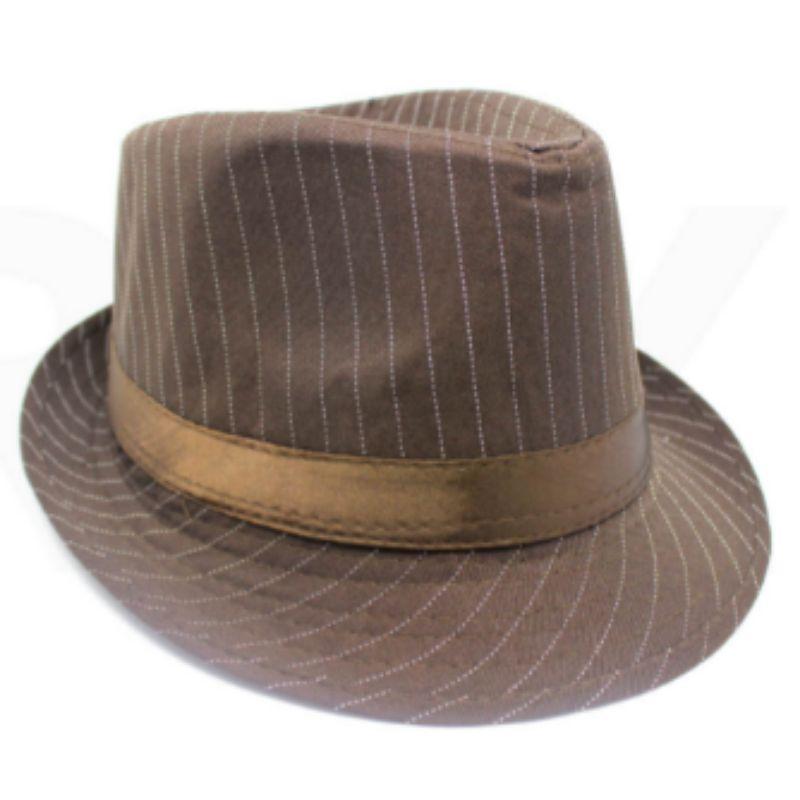 Brown Trilby Hat with Stripe Design