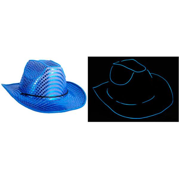 Blue Light Up Sequin Cowboy Hat