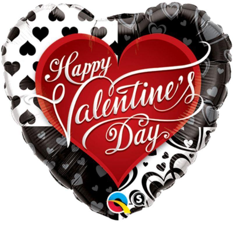 Valentines Black Hearts Foil Balloon -45cm