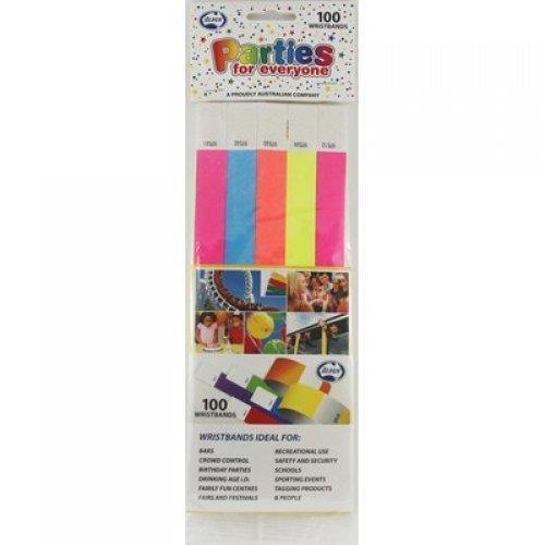 100 Pack Assorted Colour Wristbands - The Base Warehouse