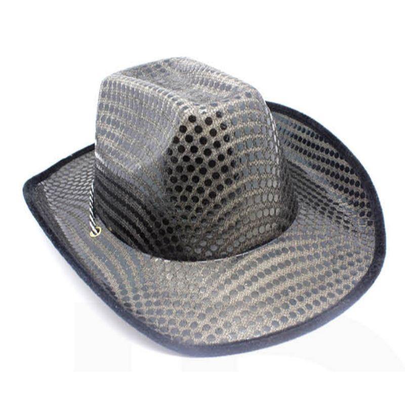 Adult Black Sequin Cowboy Hat - The Base Warehouse