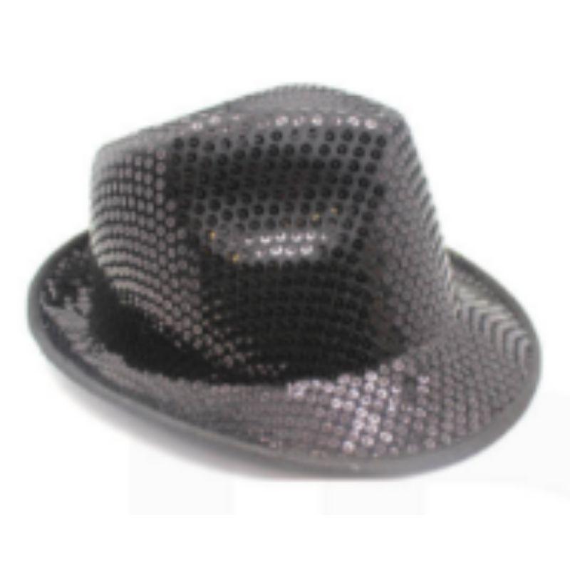 Black Fluro Sequin Trilby Hat