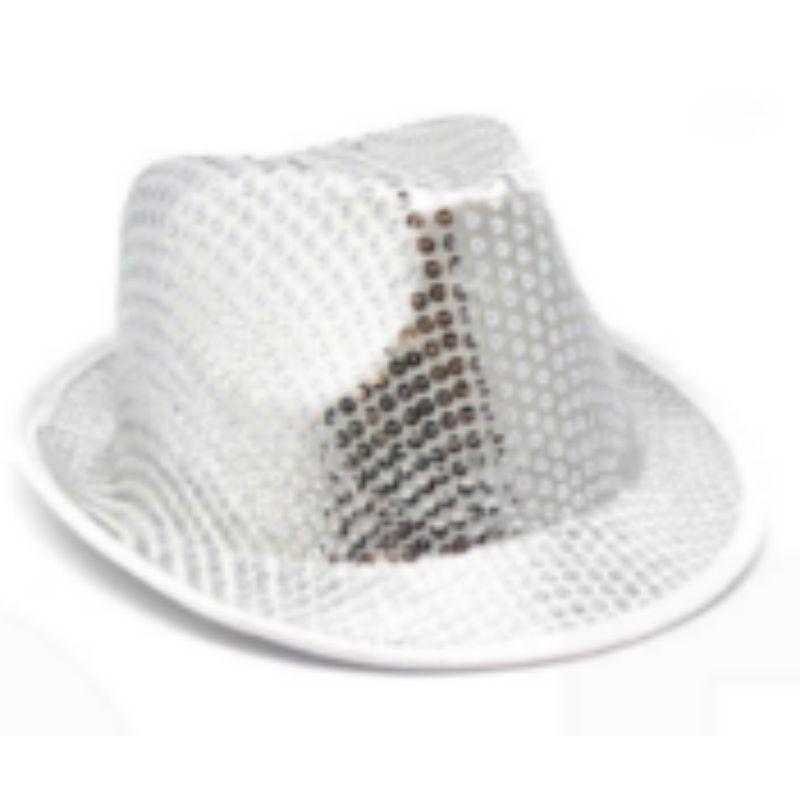 White Fluro Sequin Trilby Hat