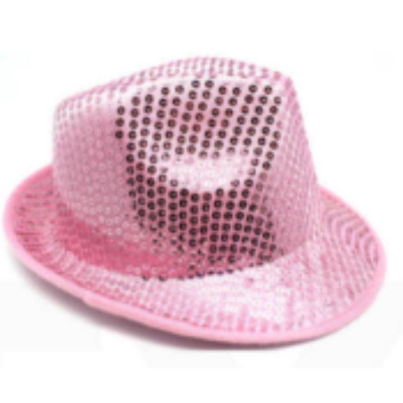 Pink Fluro Sequin Trilby Hat