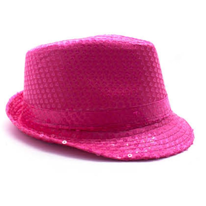 Fluro Pink Sequin Trilby Hat