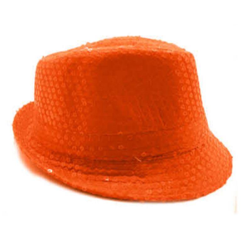 Fluro Orange Sequin Trilby Hat - The Base Warehouse