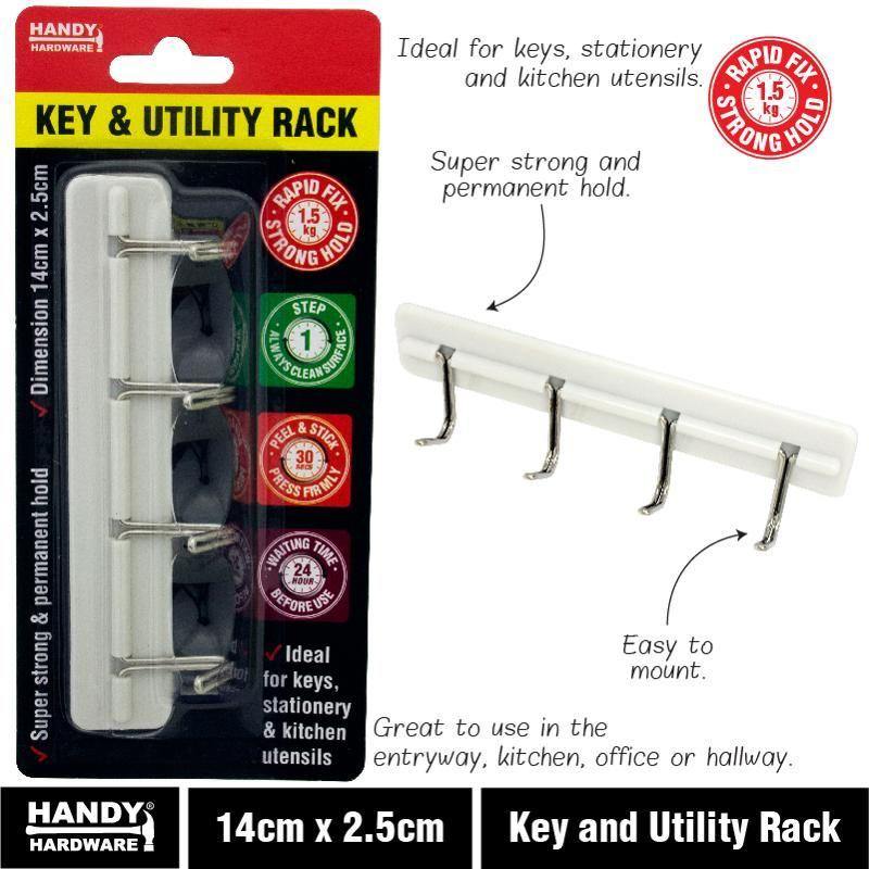 Hook Key & Utility Rack - 14cm x 2.5cm | The Base Warehouse