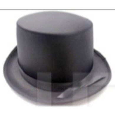 Adult Black Satin Top Hat with Black Ribbon - The Base Warehouse