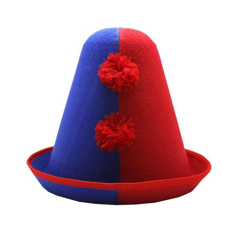 Adult Red & Blue Clown Cone Hat - The Base Warehouse