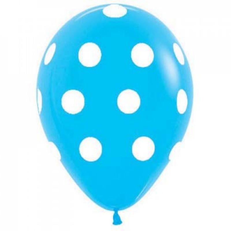 Mid Blue Polka Dot Print Sempertex Balloon - 30cm