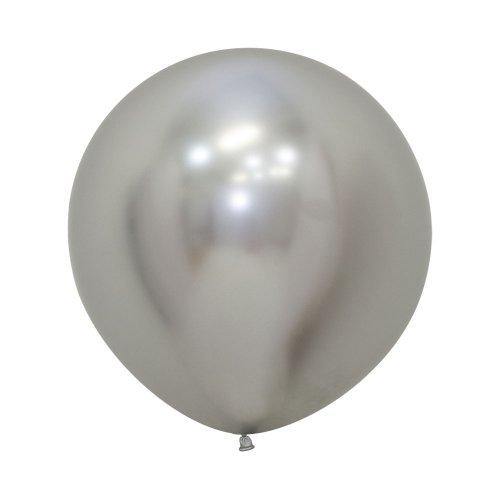 Reflex Silver Latex Balloon - 60cm - The Base Warehouse