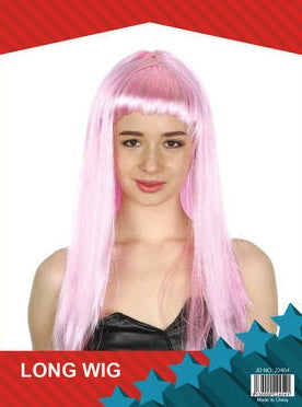 Light Pink Lady Long Straight Wig with Fringe