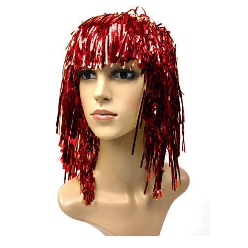 Red Tinsel Wig