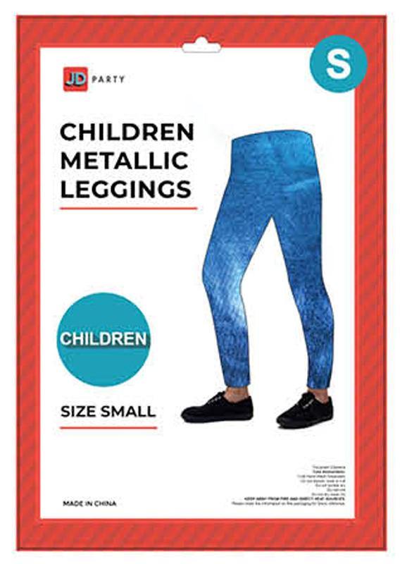 Kids Light Blue Metallic Leggings - Small - The Base Warehouse